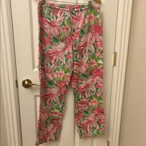 Lilly Pulitzer Pink and Green Floral Pajama Pants